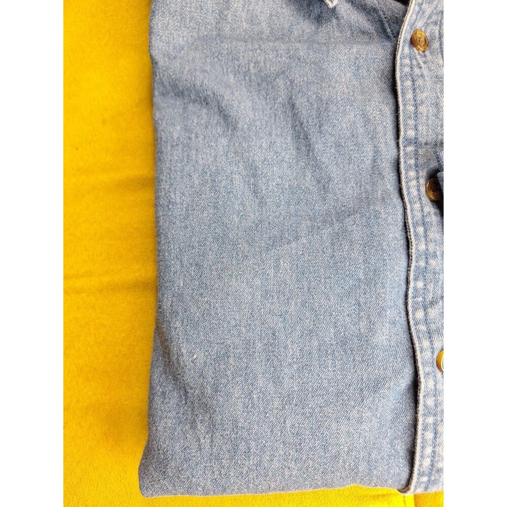 Croft & Barrow Mens M Blue Denim Long Sleeve Button Up Shirt - Picture 2 of 7